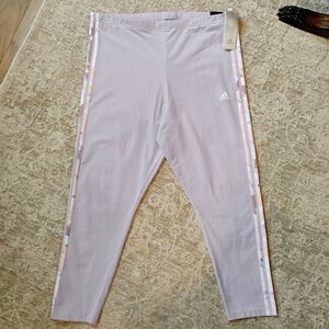 NWT XL Adidas 3 Stripes HW Legging Tight Fit Lavender Active Gym Workout Pants